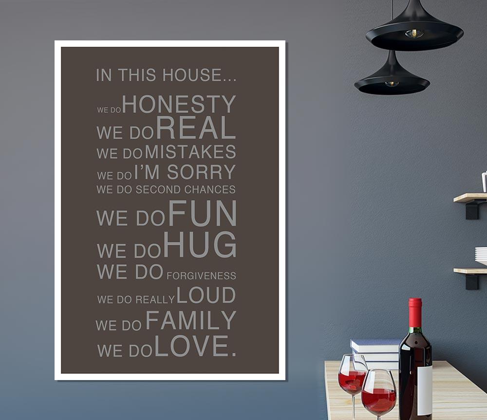 Family Quote In This House Chocolate Print Poster Wall Art