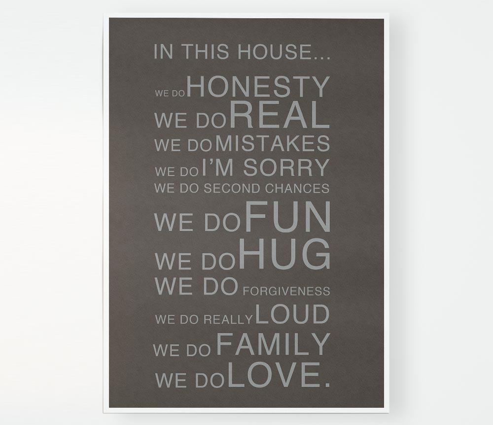 Family Quote In This House Chocolate Print Poster Wall Art