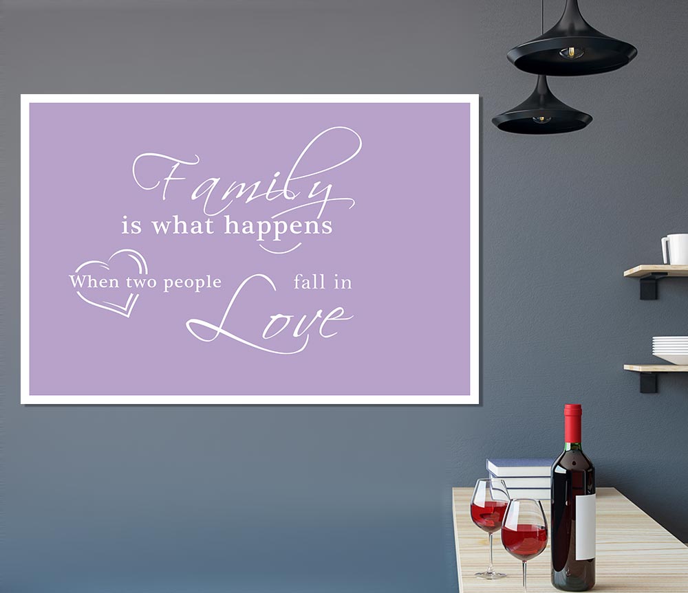 Family Quote Family Is What Happens Lilac Print Poster Wall Art