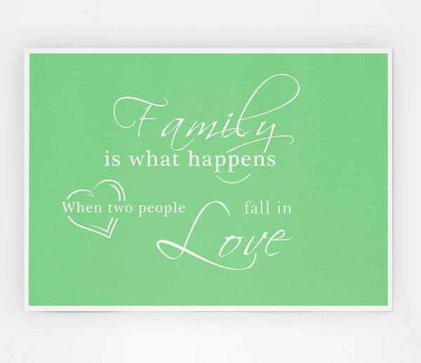 Family Quote Family Is What Happens Green Print Poster Wall Art