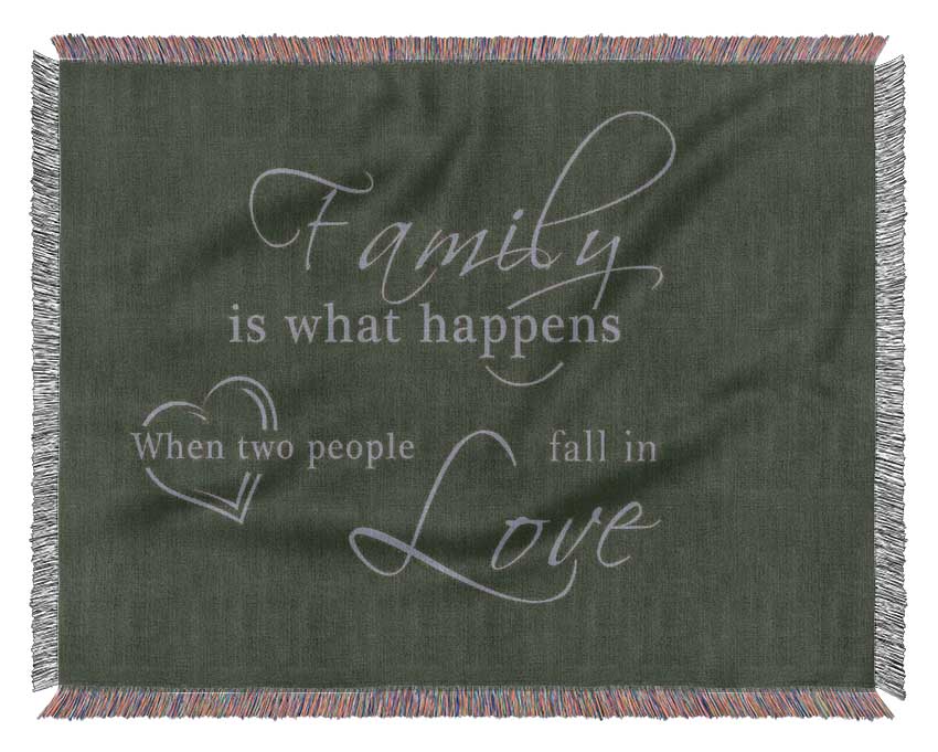 Family Quote Family Is What Happens Chocolate Woven Blanket