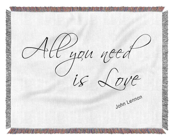 Music Quote All You Need Is Love 2 White Woven Blanket