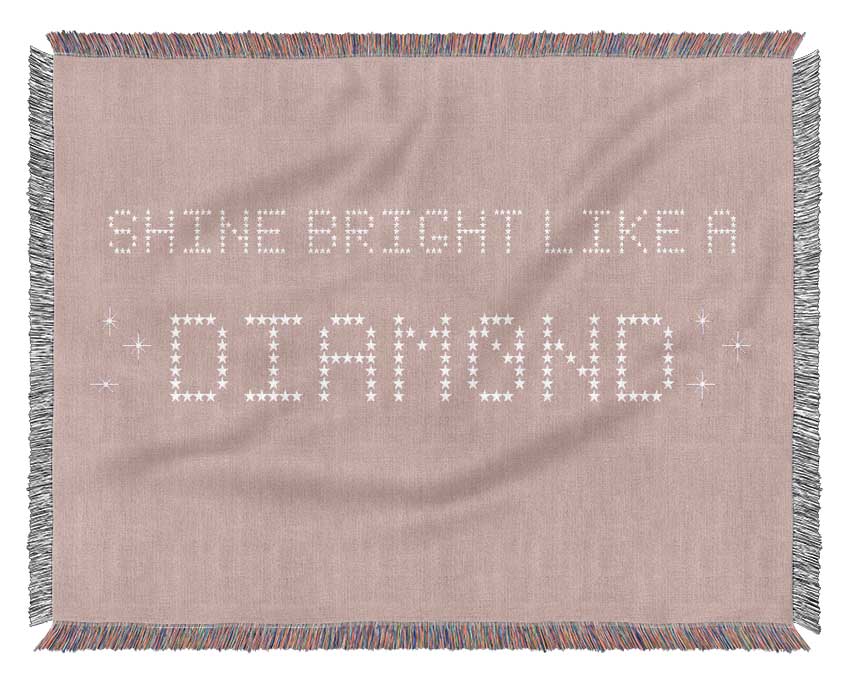 Music Quote Shine Bright Rihanna Vivid Pink Woven Blanket