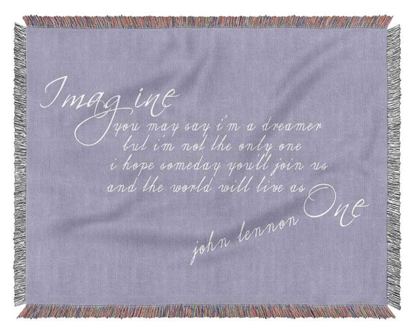 Music Quote Imagine John Lennon Lilac Woven Blanket