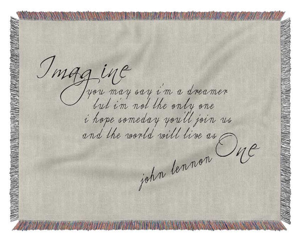 Music Quote Imagine John Lennon Grey Woven Blanket