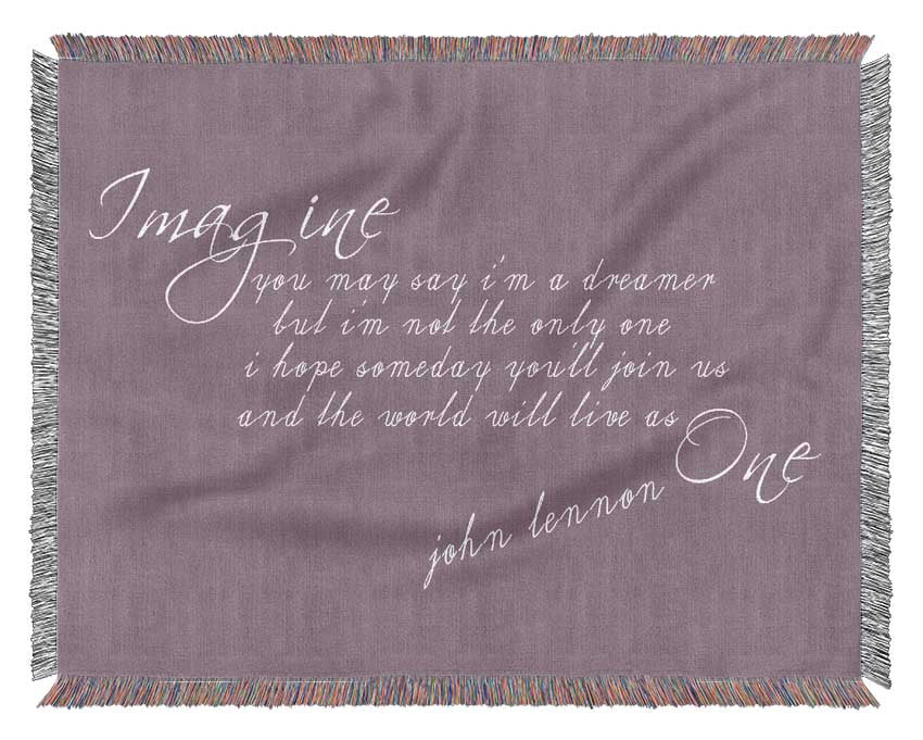 Music Quote Imagine John Lennon Dusty Pink Woven Blanket