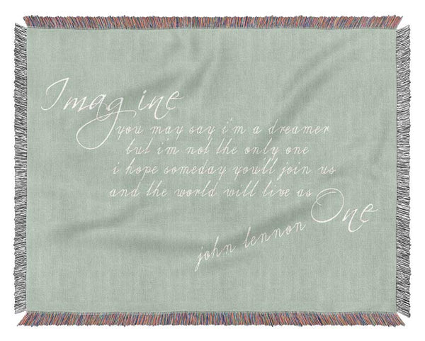 Music Quote Imagine John Lennon Beige Woven Blanket