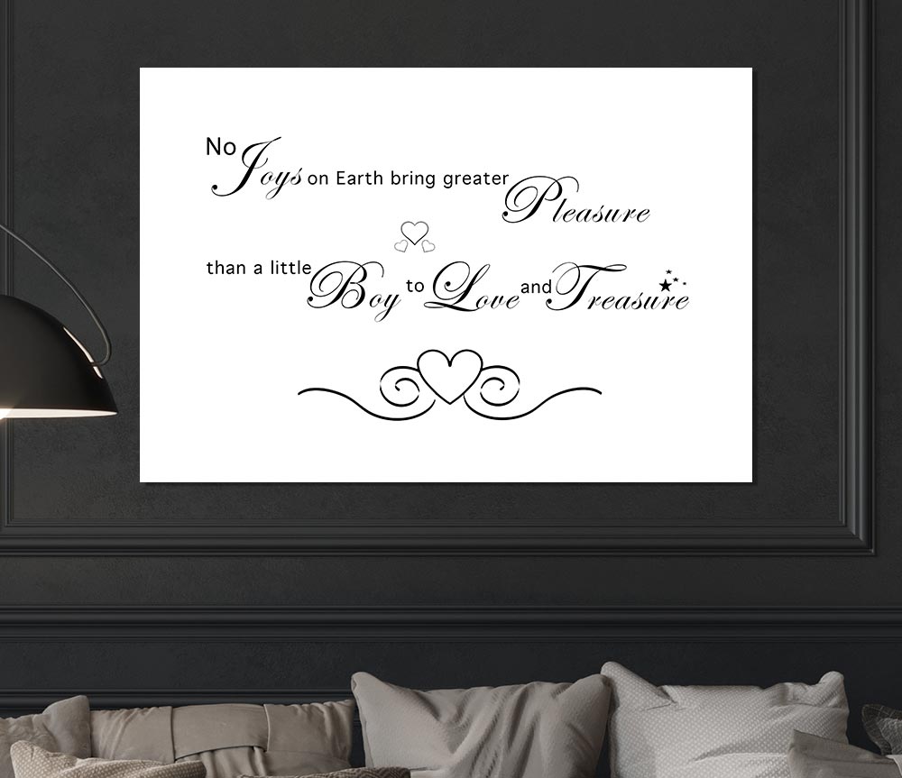 Boys Room Quote No Joys On Earth Bring Pleasure White Print Poster Wall Art