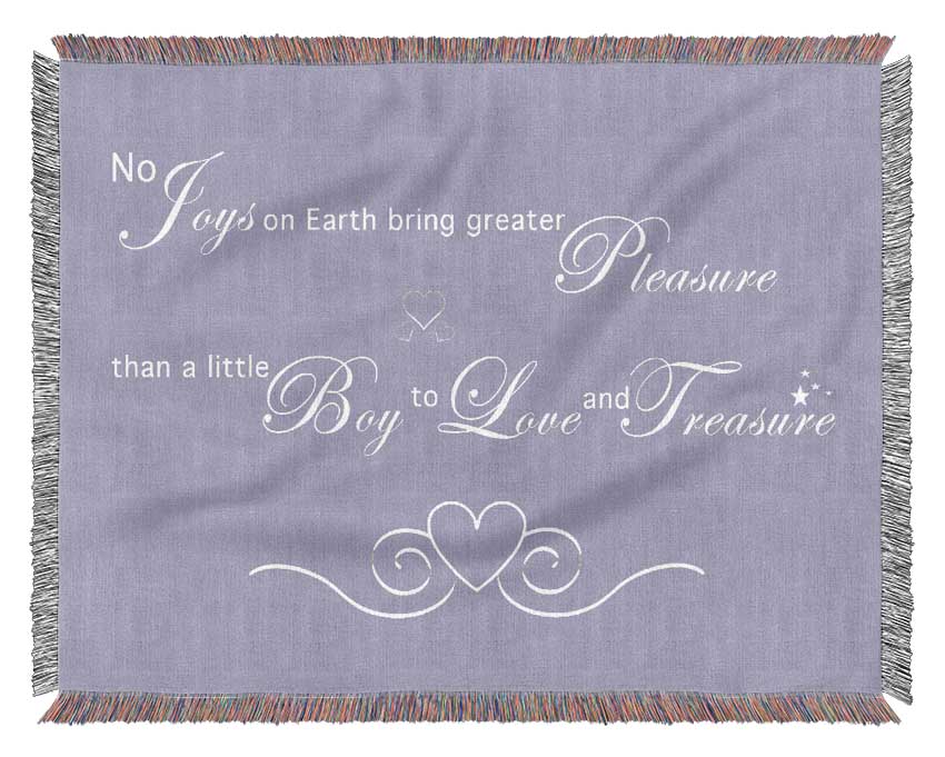 Nursery Quote No Joys On Earth Bring Pleasure Lilac Woven Blanket