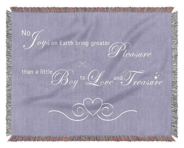 Nursery Quote No Joys On Earth Bring Pleasure Lilac Woven Blanket