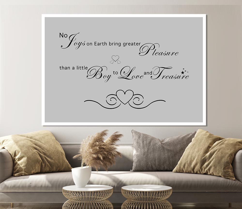 Boys Room Quote No Joys On Earth Bring Pleasure Grey Print Poster Wall Art