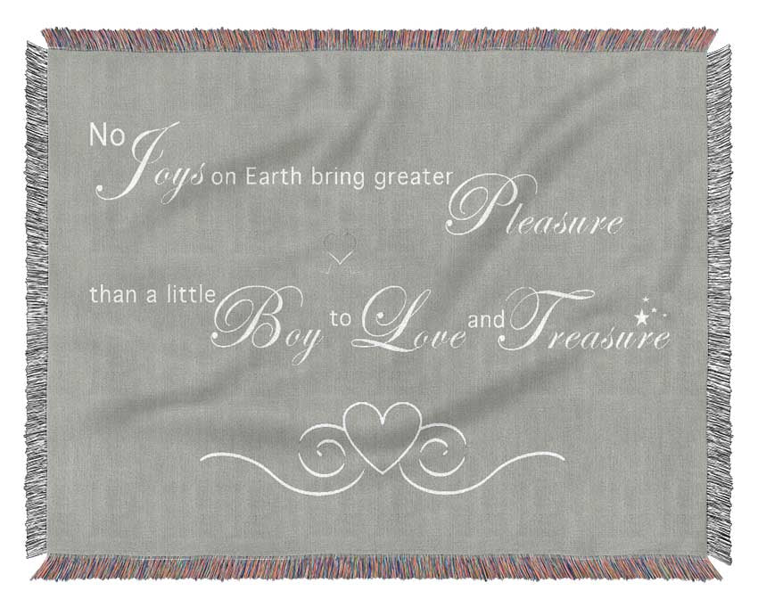 Boys Room Quote No Joys On Earth Bring Pleasure Grey White Woven Blanket