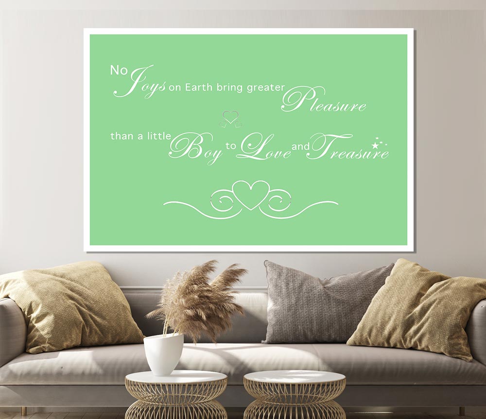 Boys Room Quote No Joys On Earth Bring Pleasure Green Print Poster Wall Art