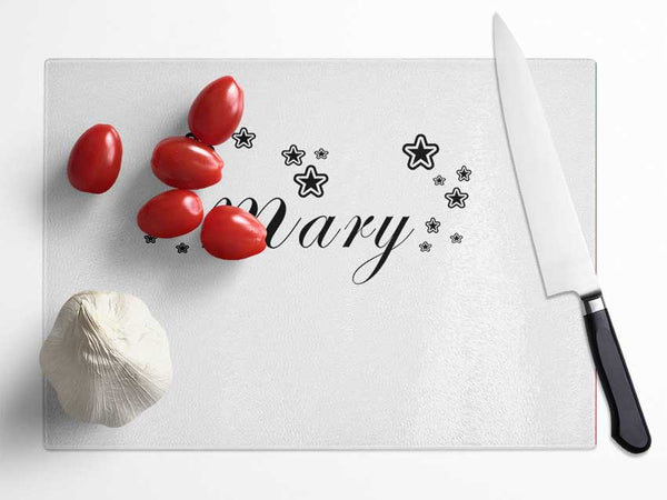 Your Name In Stars White Glass Chopping Board