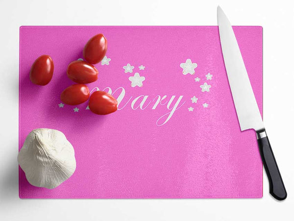 Girls Room Quote Your Name In Stars Vivid Pink Glass Chopping Board