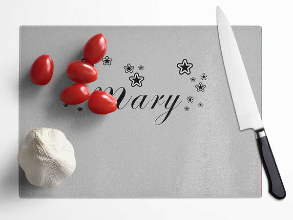 Girls Room Quote Your Name In Stars Grey Glass Chopping Board