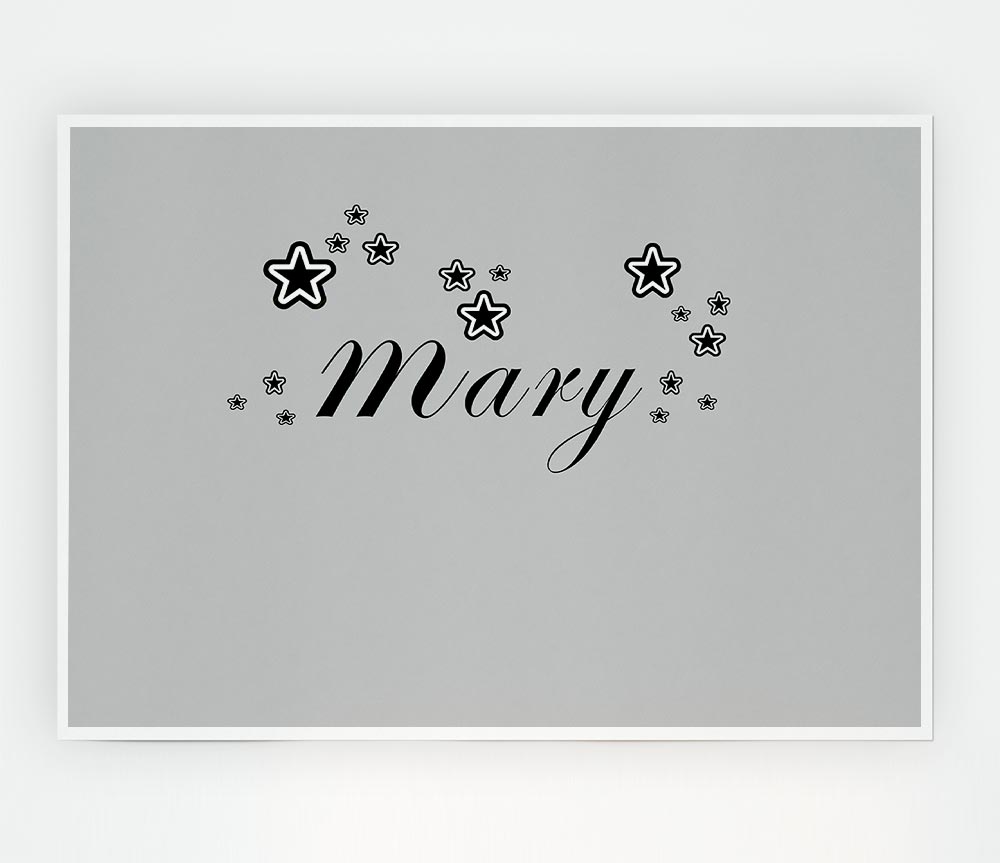 Girls Room Quote Your Name In Stars Grey Print Poster Wall Art