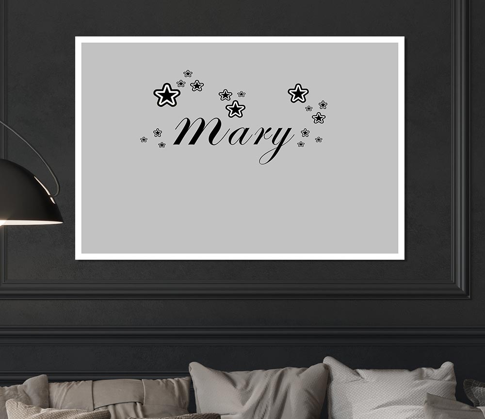 Girls Room Quote Your Name In Stars Grey Print Poster Wall Art