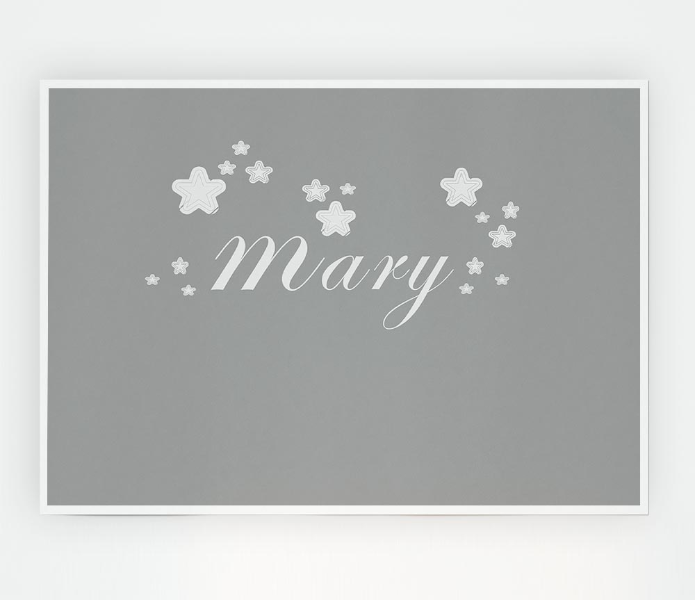 Your Name In Stars Grey White Print Poster Wall Art