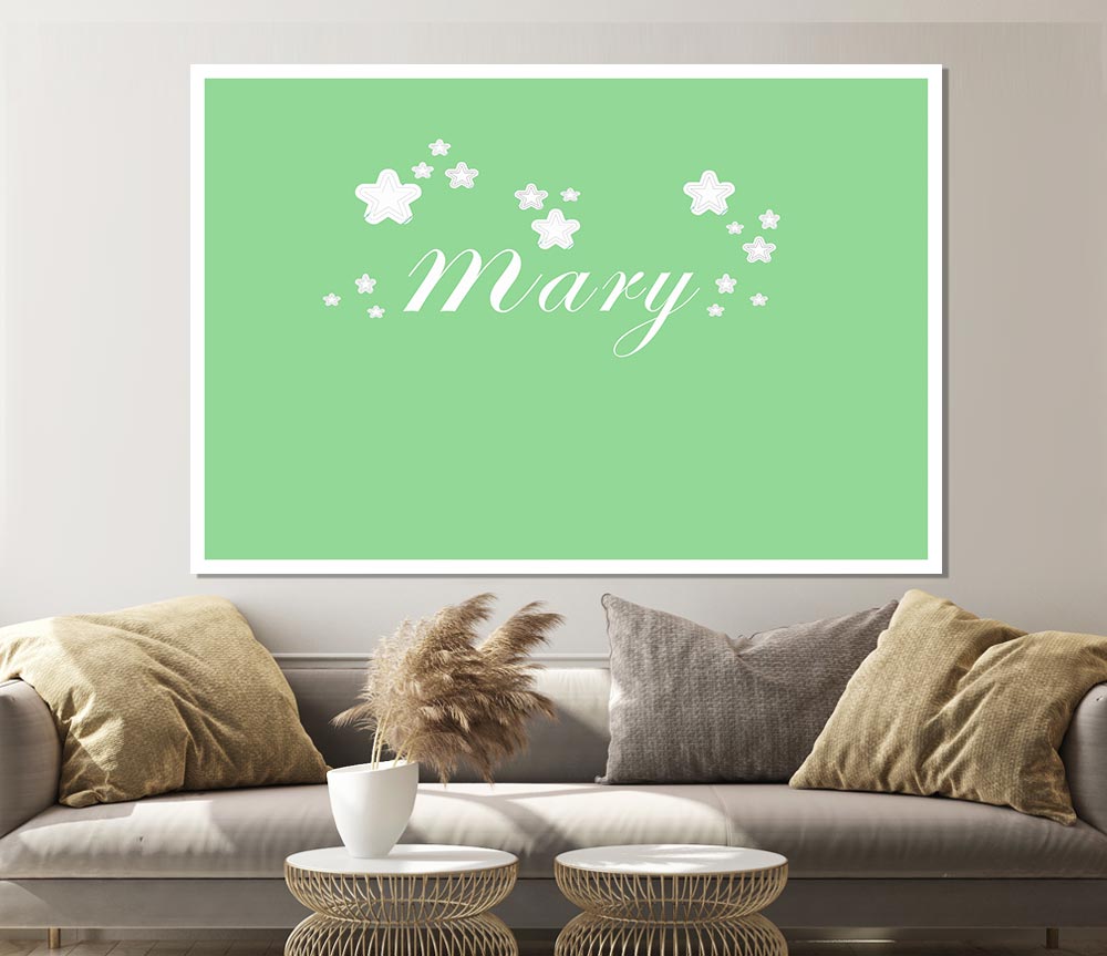 Girls Room Quote Your Name In Stars Green Print Poster Wall Art