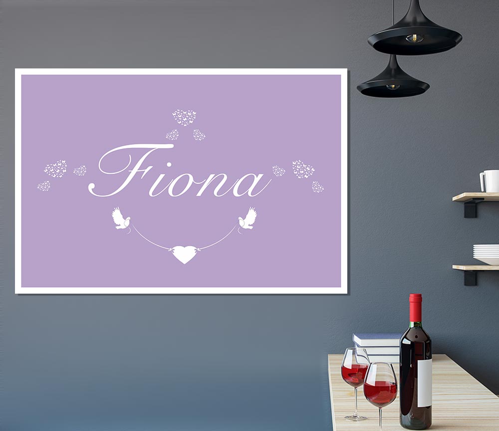 Your Name In Hearts Lilac Print Poster Wall Art