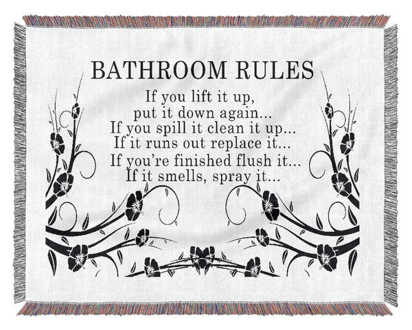 Bathroom Quote Bathroom Rules 2 White Woven Blanket