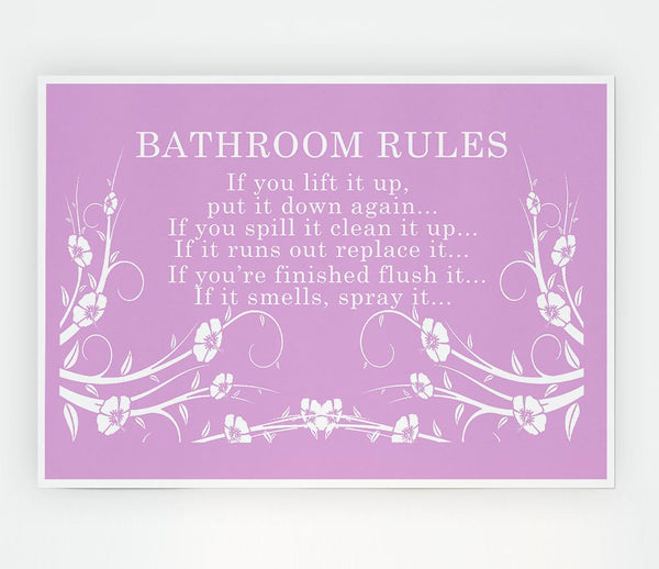 Bathroom Quote Bathroom Rules 2 Pink Print Poster Wall Art