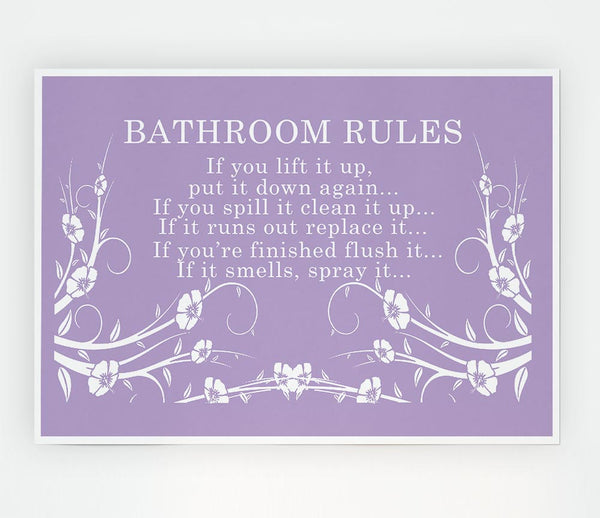 Bathroom Quote Bathroom Rules 2 Lilac Print Poster Wall Art