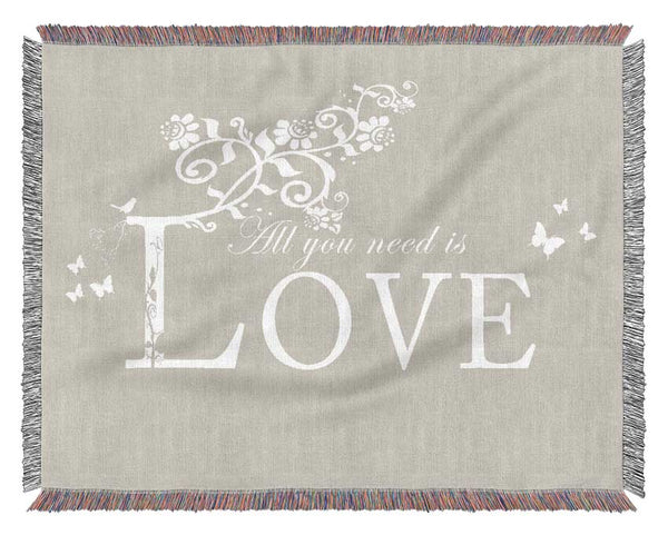 Music Quote All You Need Is Love Pink Woven Blanket