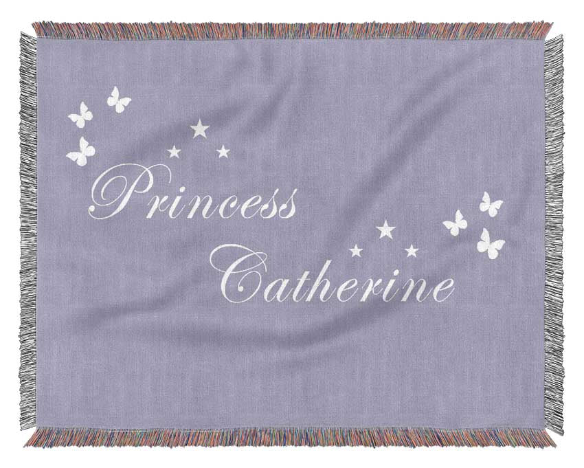 Girls Room Quote Your Own Name Princess Lilac Woven Blanket