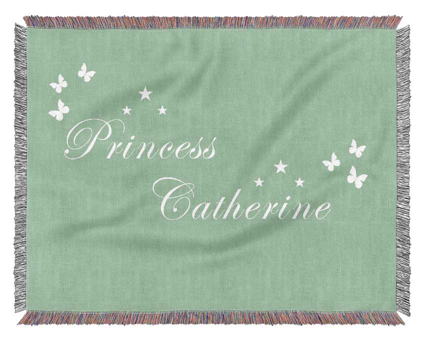 Your Own Name Princess Green Woven Blanket