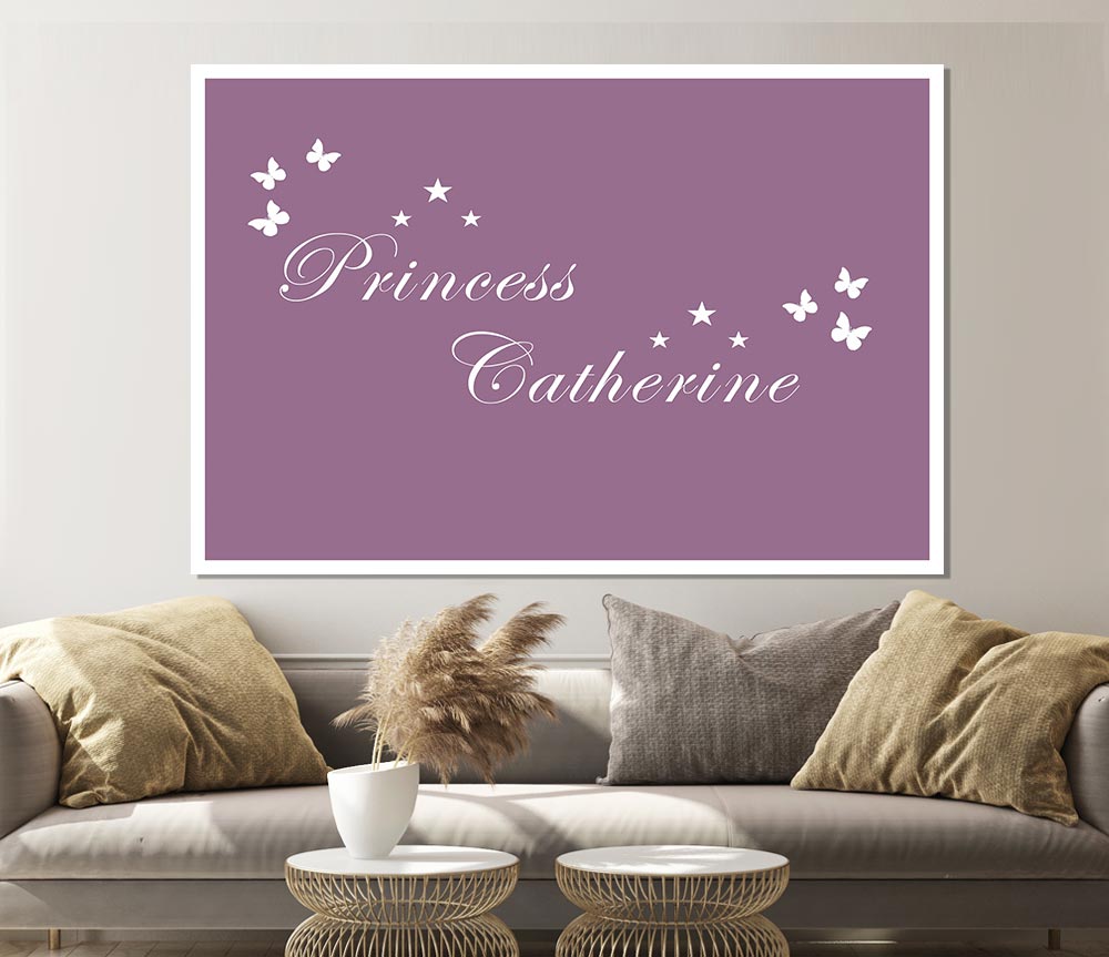 Girls Room Quote Your Own Name Princess Dusty Pink Print Poster Wall Art