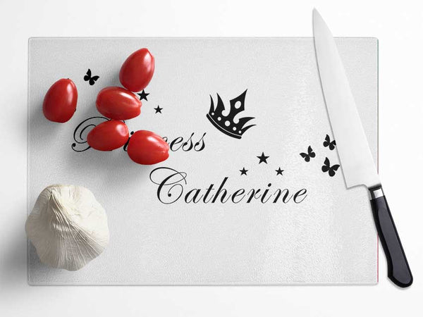 Your Own Name Princess 2 White Glass Chopping Board