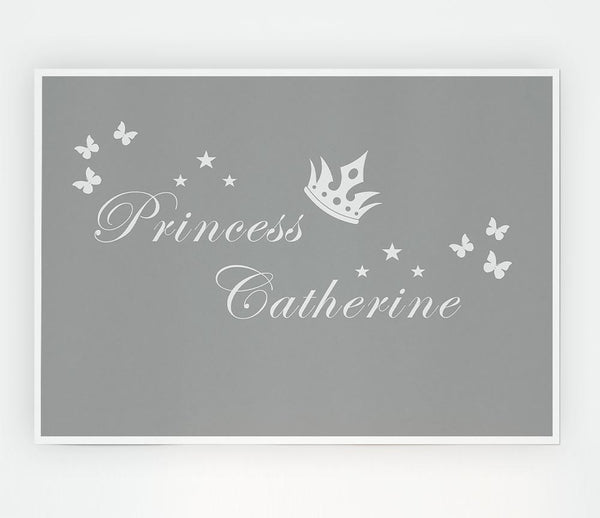 Your Own Name Princess 2 Grey White Print Poster Wall Art