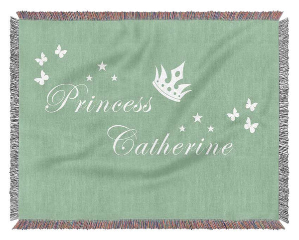 Your Own Name Princess 2 Green Woven Blanket