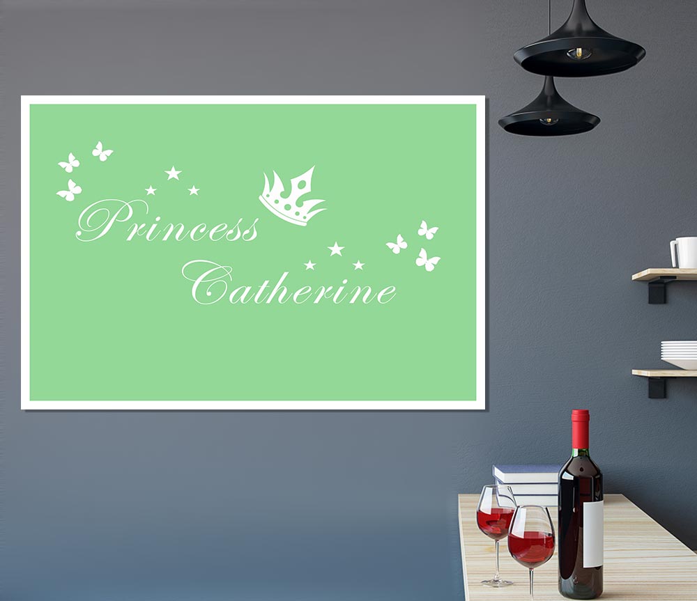 Your Own Name Princess 2 Green Print Poster Wall Art