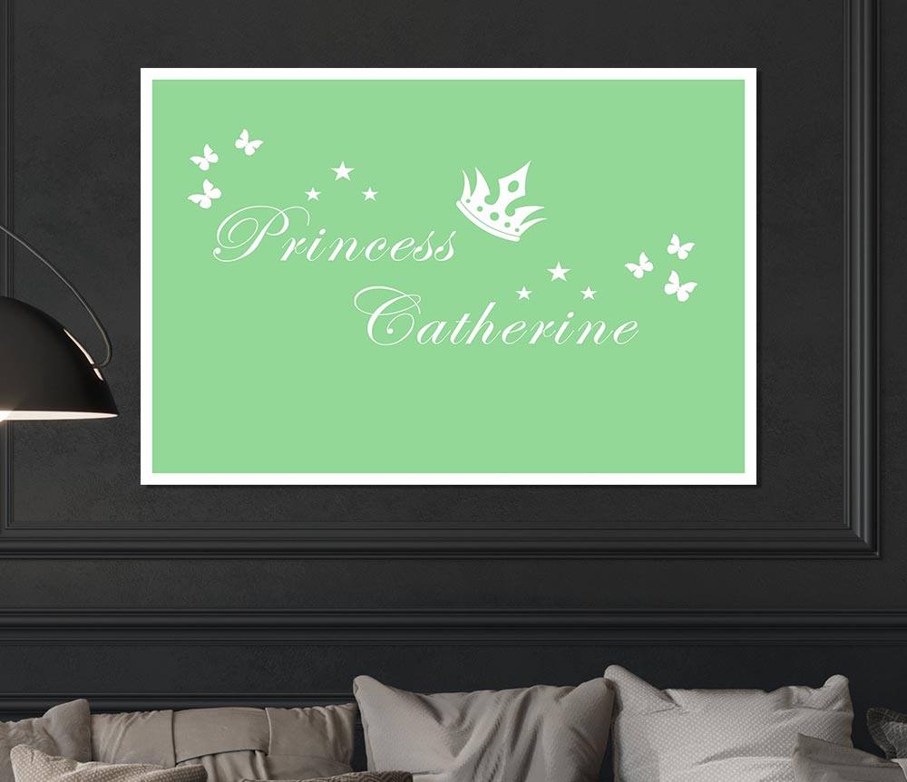 Your Own Name Princess 2 Green Print Poster Wall Art