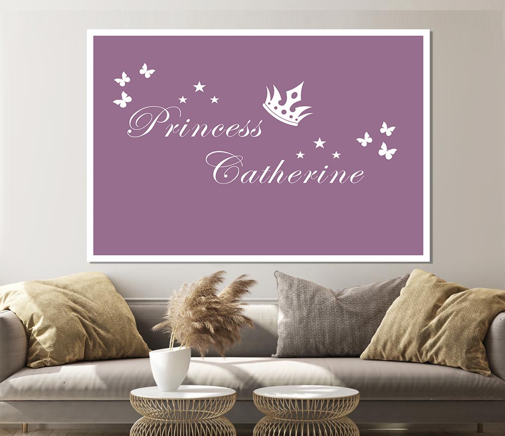 Girls Room Quote Your Own Name Princess 2 Dusty Pink Print Poster Wall Art