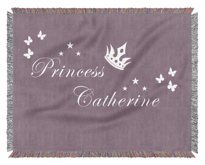 Girls Room Quote Your Own Name Princess 2 Dusty Pink Woven Blanket