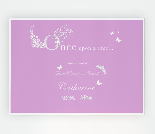 Girls Room Quote Once Upon A Time Your Name Pink Print Poster Wall Art