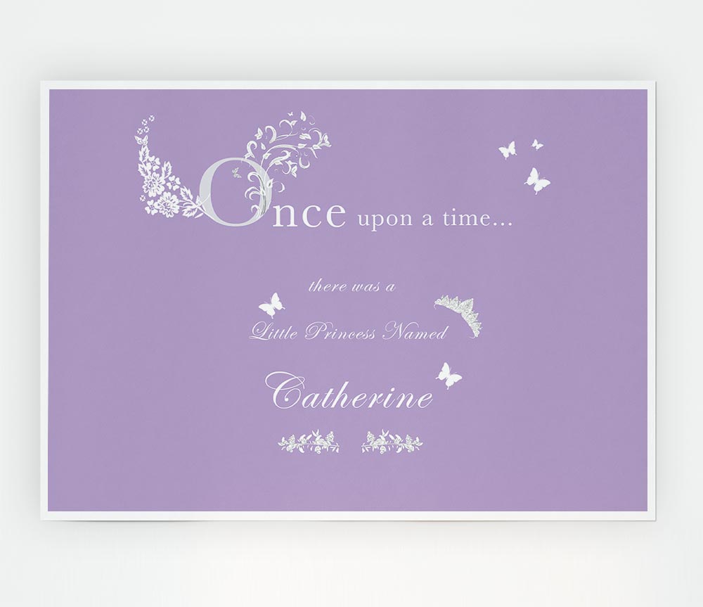 Girls Room Quote Once Upon A Time Your Name Lilac Print Poster Wall Art