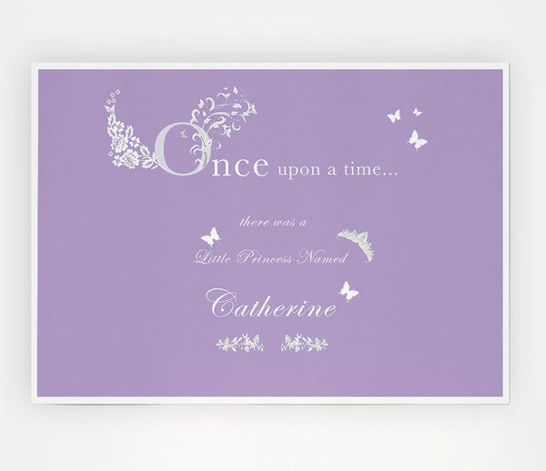 Girls Room Quote Once Upon A Time Your Name Lilac Print Poster Wall Art