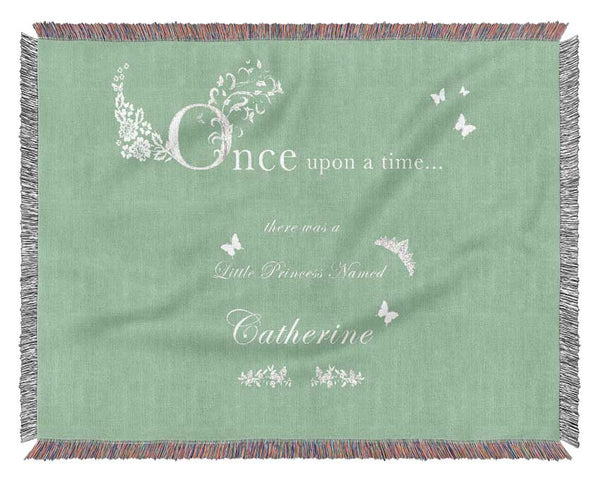 Once Upon A Time Your Name Green Woven Blanket