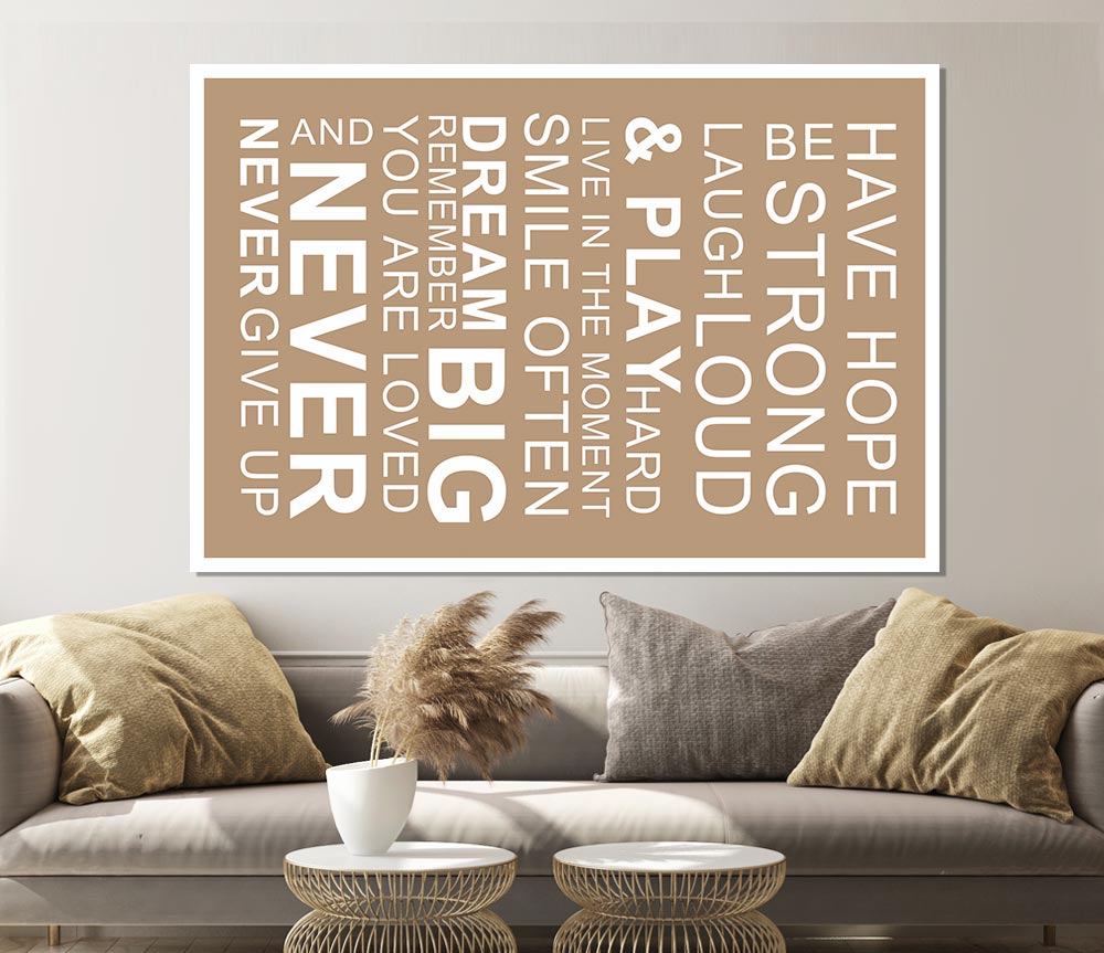 Family Quote Have Hope Be Strong Laugh Loud Beige Print Poster Wall Art