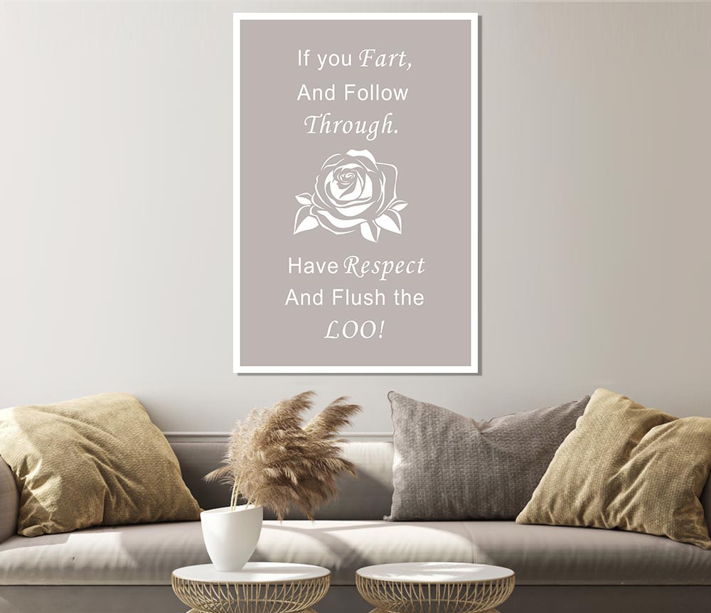 Bathroom Quote If You Fart Beige Print Poster Wall Art