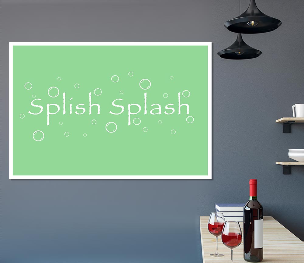 Bathroom Quote Splish Splash Bathroom Green Print Poster Wall Art