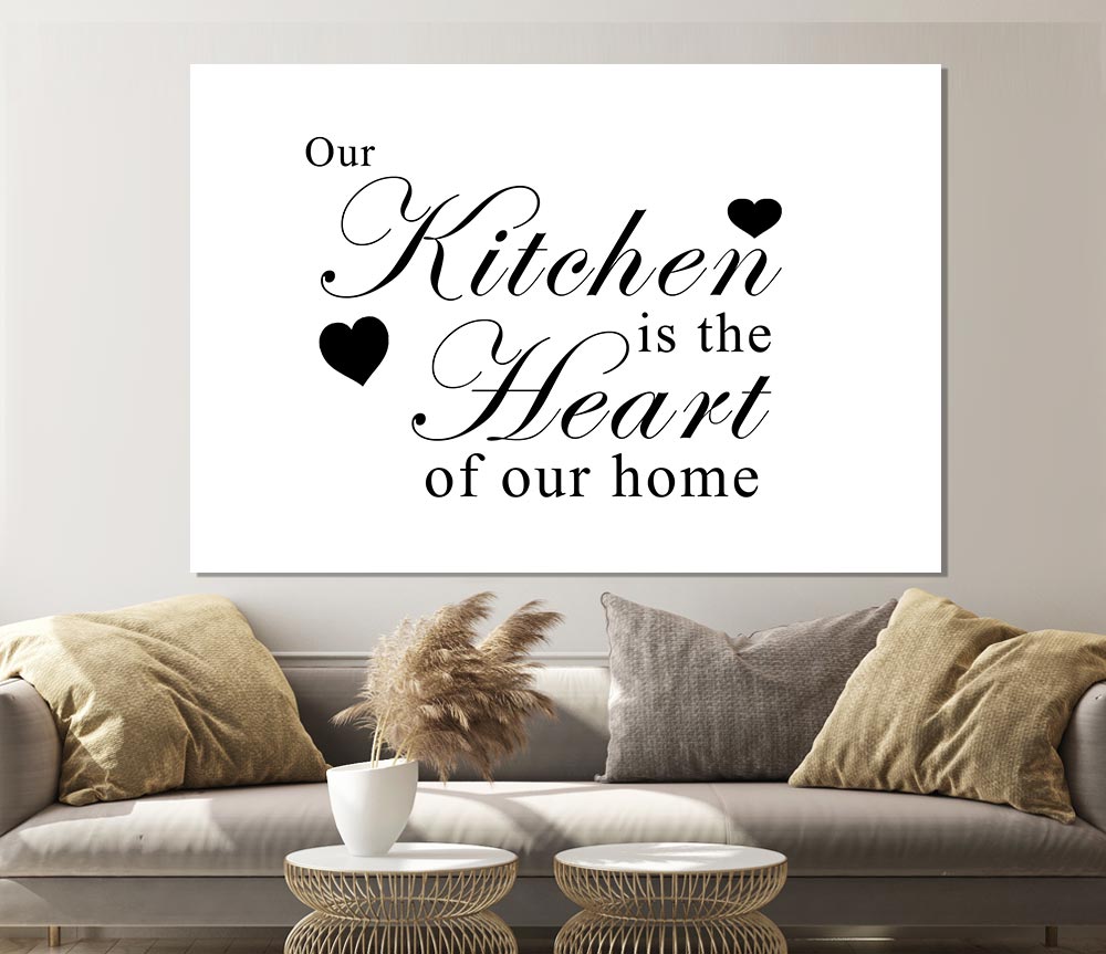 Kitchen Quote Our Kitchen Is The Heart White Print Poster Wall Art