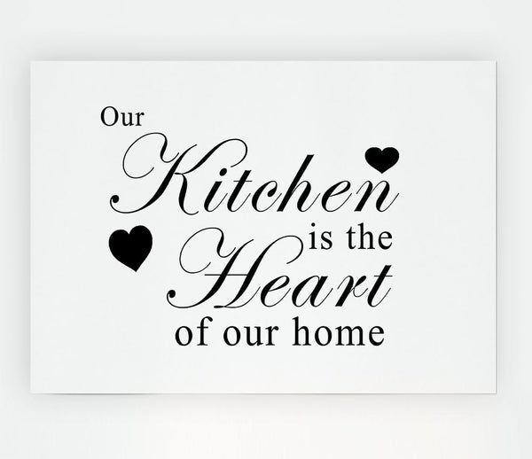 Kitchen Quote Our Kitchen Is The Heart White Print Poster Wall Art