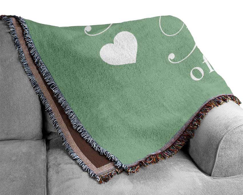 Kitchen Quote Our Kitchen Is The Heart Green Woven Blanket