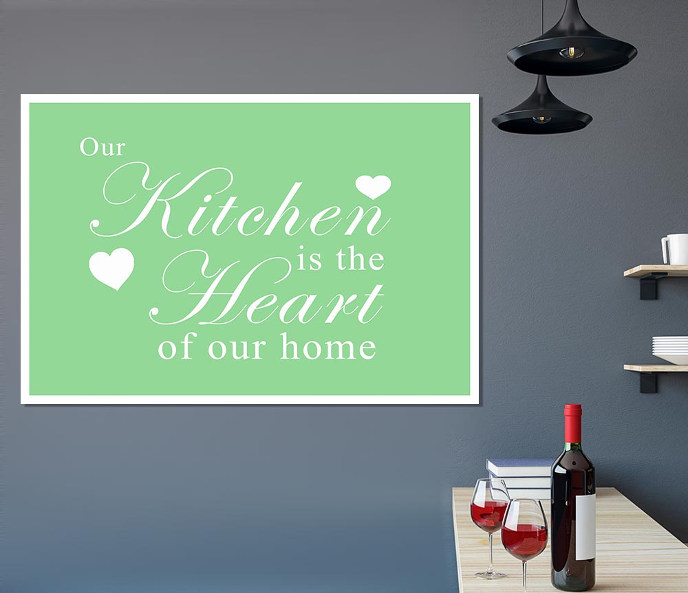 Kitchen Quote Our Kitchen Is The Heart Green Print Poster Wall Art